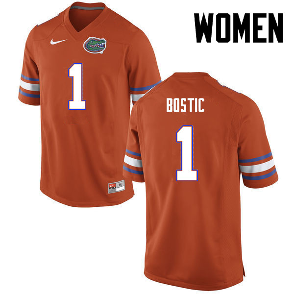 Women Florida Gators #1 Jonathan Bostic College Football Jerseys-Orange - Click Image to Close